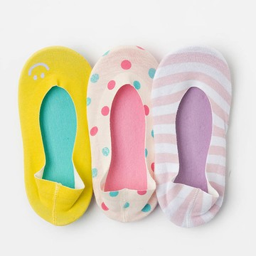 韓國 OZKIZ - 消音降噪！止滑襪套/襪子-黃X粉X紫-三入組