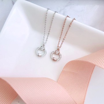 一起戀愛吧。小巧心形925銀墬鍊  短項鍊
