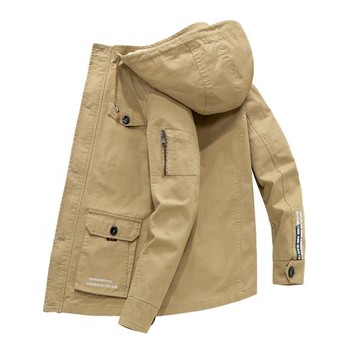 純棉工裝男士秋季春裝薄款夾克風衣外套多袋中老年爸爸裝戶外青年