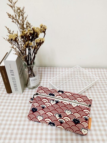 拾光系列零錢包/萬用包/拉鍊收納包/波紋貓咪款