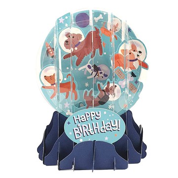 雪球卡-太空狗狗【Up With Paper-立體卡片 生日祝福】