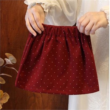 女童秋冬新款毛呢波點半身裙女寶寶高腰顯瘦短裙復古防走光包臀裙