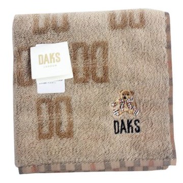 DAKS D Logo 繡紋純棉材質方巾(駝色)