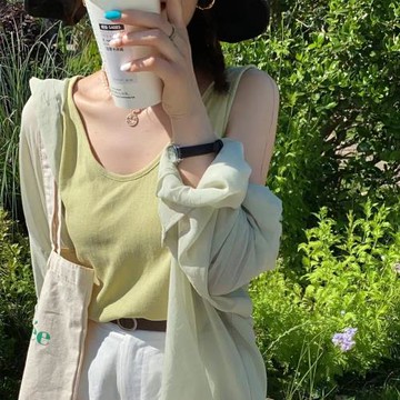 iima 法式U領露鎖骨寬鬆無袖背心(3件組)