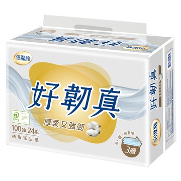 倍潔雅好韌真3層抽取式衛生紙(100抽x24包x4袋)/箱(PEFC)