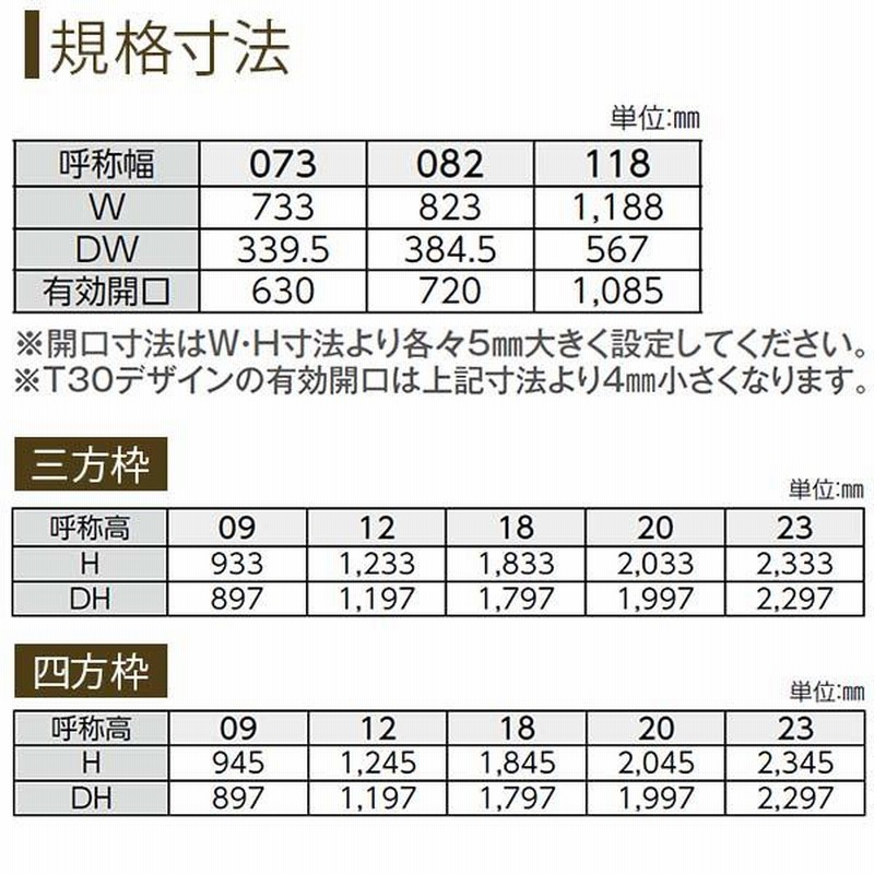 YKK AP クローゼットドア 片開き戸 T30 ケーシング枠 三方枠 06220