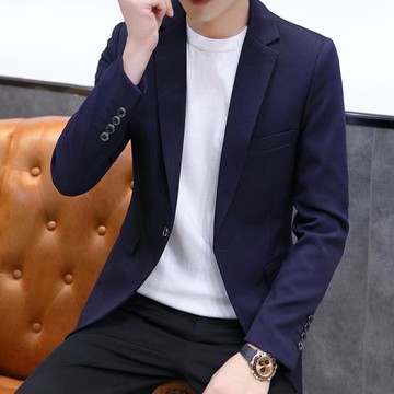 男士小西裝韓版修身上衣帥氣休閑純色單西服套裝潮流春秋正裝外套