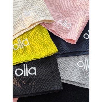 黃色泡泡紗運動短褲男夏季薄款涼感不過膝五分褲子海邊度假沙灘褲