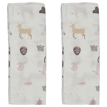 KU.KU Duckbill 酷咕鴨 北歐迷境森林紗布澡巾 2入 100%純棉 30x48cm 台灣製造  粉色