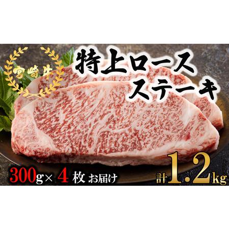 ふるさと納税 宮崎牛 特上 ロース ステーキ 1.2kg (300g×4枚) 牛肉 真空包装 小分け A4等級以上 牛肉 黒毛和牛 焼肉 BBQ 牛肉 バーベキュー.. 宮崎県美郷町