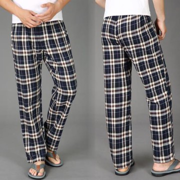 高性價比夏天男士薄款大碼寬松全棉長睡褲柔軟舒適純棉格子