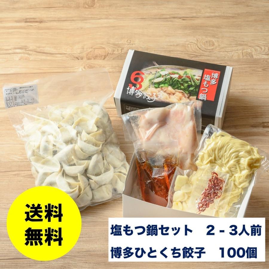 ☆大人気＆大満足！☆博多塩もつ鍋セット 2-3人前 ＋ 博多ひとくち純情餃子 ※送料無料