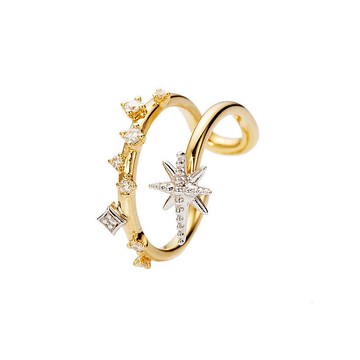 18K 雙色星芒冰糖耳扣