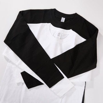 (買一送一) 250g重磅長袖T恤男純白色打底衫男女純棉春秋白色內搭