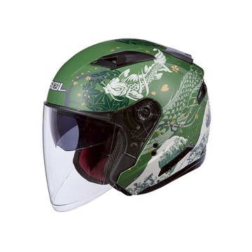 【SOL Helmets】SO-7E開放式安全帽 (浮世繪_消光綠/白) ｜ SOL安全帽官方商城｜雙D扣／排齒釦