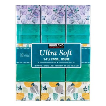 【10%點數回饋】Kirkland Signature 科克蘭 三層盒裝面紙 150抽 X 15盒