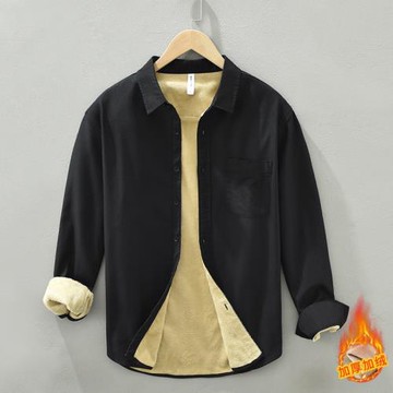 冬季保暖襯衫男士打底純棉長袖內搭內穿潮青年加絨加厚牛津紡襯衣
