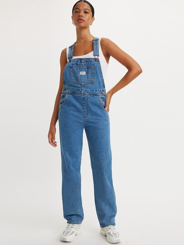 Levi's® 女款 經典丹寧牛仔寬鬆吊帶褲 人氣新品