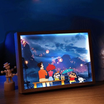 蠟筆小新公仔 燈光畵 治癒係 小夜燈 床頭燈 臥室燈 擺件裝飾畵  氛圍燈 創意禮物 燈光畫 裝飾臺燈 氛圍燈 床頭擺件