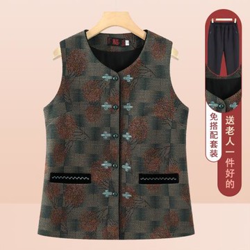 中老年女裝媽媽國風馬甲薄款2025新中式開衫馬夾70歲奶奶坎肩上衣