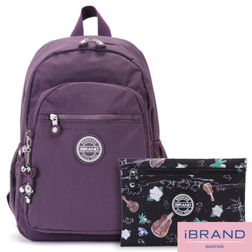 iBrand後背包 趣味派對尼龍口袋後背包-魅力紫