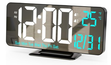 KOSUMOSU 鏡面數位時鐘 ACD-330 6.7吋LED顯示 雙鬧鐘 亮度可調 溫度日期星期顯示 可掛牆 擺放兩用 日本代購