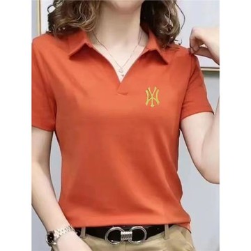 polo衫翻領修身上衣短袖t恤女夏季有領大碼黑色體恤小衫休閑上衣