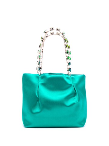 Aquazzura - crystal-embellished tote bag - women - Calf Suede/Fabric/Sequin - One Size - Green