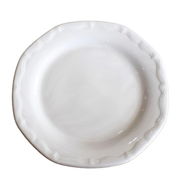 白邊八角-日本製 陶瓷盤  27.5cm  白色  1個
