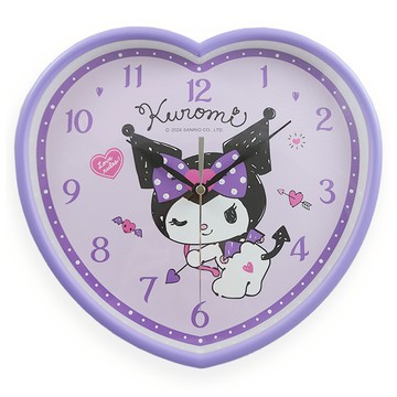 Sanrio 三麗鷗 KUROMI小惡魔蝴蝶結紫漾愛心 靜音掛鐘 JM-W567KU-A  紫色