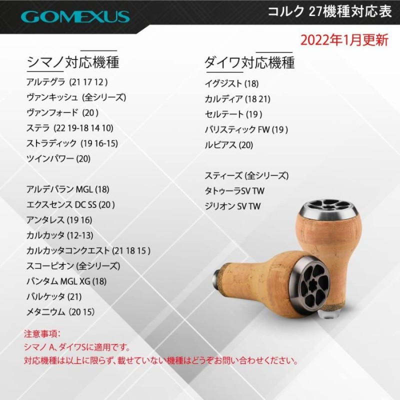 ゴメクサス Gomexus リール シマノ Shimano TypeA ダイワ Daiwa Type S ハンドルノブ 天然コルク 27mm  スピニング ベイト リール カスタム パーツ 交換 | LINEショッピング