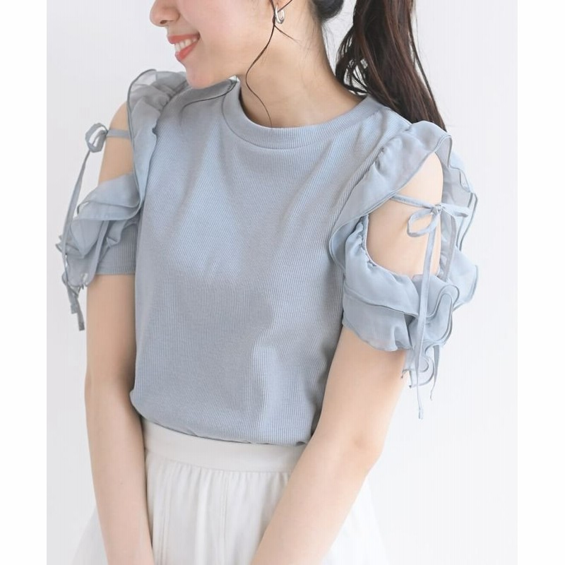 Rps アールピーエス フリルオープンスリーブカットソー レディース ブルー 通販 Lineポイント最大1 0 Get Lineショッピング
