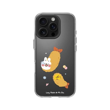 iPhone 16 Pro Clear 透明 - 懶散兔與啾先生 Lazy Rabbit and Mr.Chu - 炸蝦