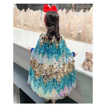 女童亮片美人魚斗篷愛莎披風兒童艾莎披肩小孩生日節日派對裝扮
