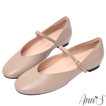 Ann’S與世無爭-深口V口剪裁瑪莉珍平底娃娃鞋1.5cm-杏