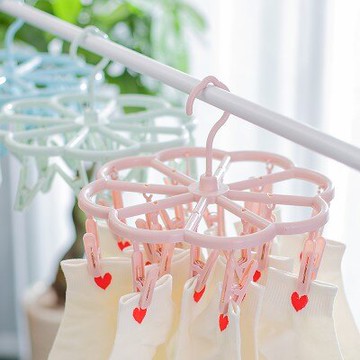 家用梅花型多功能折疊衣架衣夾兒童襪子架神器晾衣夾掛衣架晾衣架