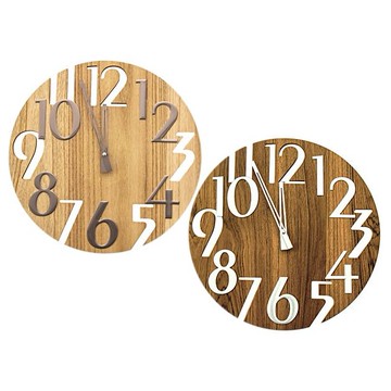 DAYNEEDS 日需百備~木匠時光壁掛式時鐘(1入) 原木／柚木 款式可選  ※限宅配／無貨到付款