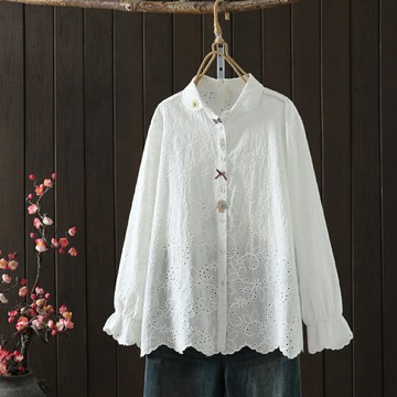 ＊ORead＊日系蝴蝶結刺繡長袖襯衫(圖片色F碼)