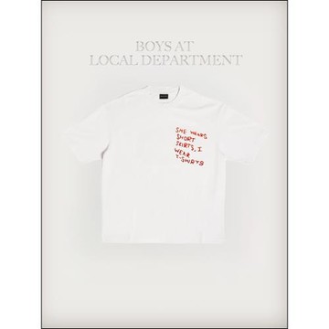 【店鋪爆款】她穿短裙我穿T恤線縫圖案短袖寬松T恤自制霉霉周邊