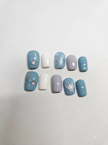 手工穿戴甲/ 逐沫美人魚 /圖甲型為短方圓