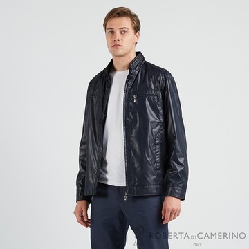 【ROBERTA諾貝達】 男裝 帥氣百搭 時髦大方立領式夾克 藍黑