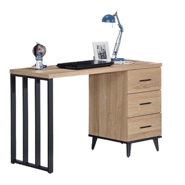 【MUNA家居】麥瑞特黃橡木4尺書桌/541鐵側板