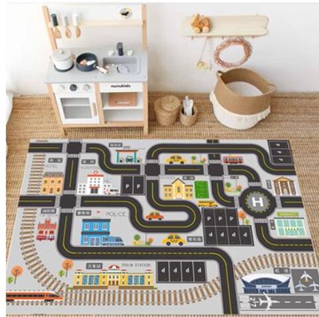 儿童房早教卡通交通游戏轨道地毯亲子汽车男孩卧室床边地垫可水洗