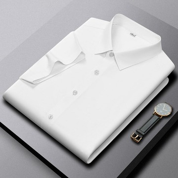 【新款熱賣】男士高端商務短袖襯衫夏季凈版工裝白色工作服襯衣休閑男