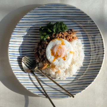 彩色鈷藍條紋盤（大）