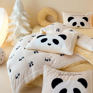 韓國超柔卡通短毛絨加厚保暖珊瑚絨四件套冬季被套1.2m1.8米床品