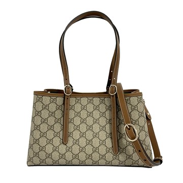 GUCCI 815214  GG LOGO Emblem系列手提肩背小型托特包(棕色)