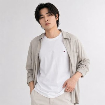 TOMMY 年度爆款經典圓領Logo素面短袖T恤-白色