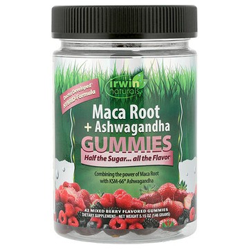 Irwin Naturals, Maca Root + Ashwagandha Gummies, Mixed Berry, 42 Gummies