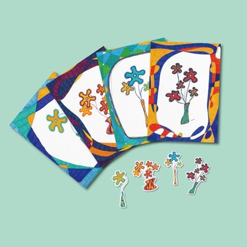 【 組合 - 明信片*4、貼紙*4 】 花們